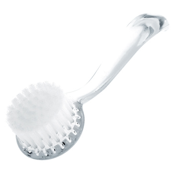 Round manicure and dust brush with transparent handle