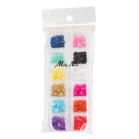 Коробка з прикрасами — акрилові квіточки Molly Nails, мікс кольорів № 2, приблизно 300 штук
