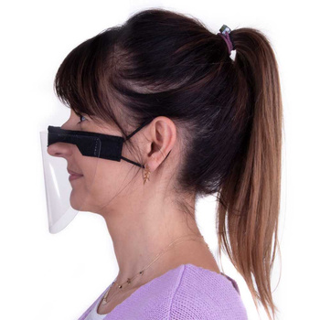 Reusable universal black sewn mini face shield for mouth and nose