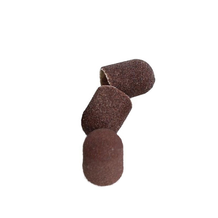Capuchones abrasivos para pedicura con núcleo de algodón, 13 mm, grano 240, marrones, AlleMed, 100 unidades.