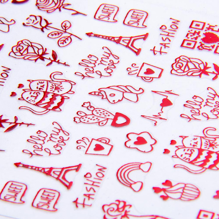 Adhesivos finos para uñas de San Valentín R401, rojos