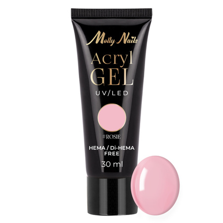 Gel acrílico Polygel para la aplicación de extensiones AcrylGel Molly Nails sin HEMA/Di-HEMA Rosie 30 ml