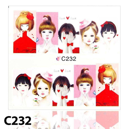 Fairy Tale Water Nail Stickers, 7 x 6.5 cm sheet for 10 fingers, C-232
