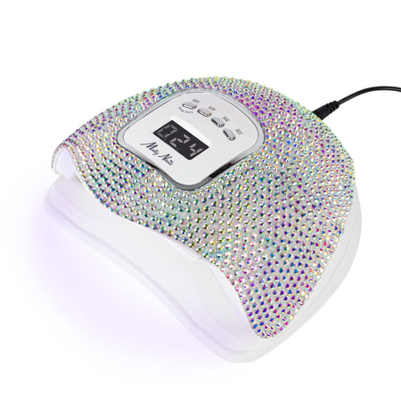 Molly Nails 150W LED/UV nail lamp for hybrid varnishes, gels, and acrylic gels in crystal silver holo zirconia X5 MAX