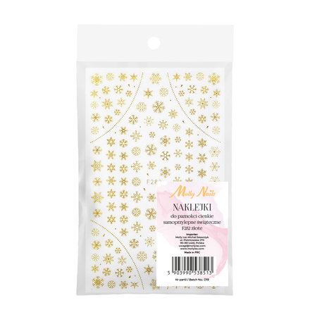 Adesivi per unghie sottili autoadesivi natalizi Molly Nails F282 dorati