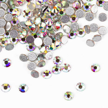 Strass per unghie in vetro SS10 Crystal AB, circa 50 pezzi.