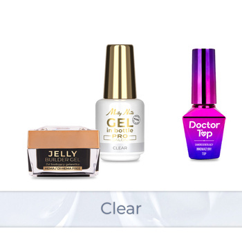 Molly Nails PRO MATCH SYSTEM 2+1 Clear : 2 gels de construction + Doctor Top 10 g