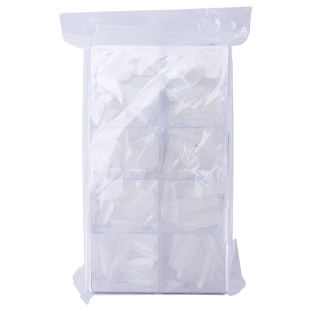 Tips in a box, ballerina shape, clear matte, model 7, 10 sizes, 500 pieces