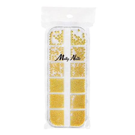 Boîte de décorations en relief Molly Nails, dorées, 1 000 pièces
