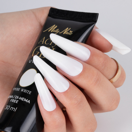 Akrylożel Polygel żel budujący do przedłużania AcrylGel Molly Nails HEMA/Di-HEMA Free Pure White 30 ml