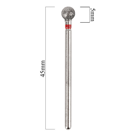 Frez diamentowy kulka 5 mm czerwony delikatny
