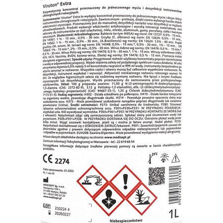 Medisept Viruton Extra 1L Concentrate for Cleaning and Disinfecting Instruments