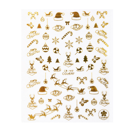 Dünne, selbstklebende Weihnachts-Nagelaufkleber von Molly Nails CB-149, goldfarben