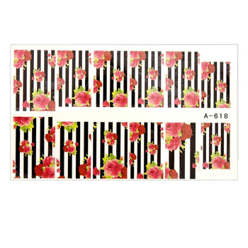 Wassertransfer-Nagelaufkleber, Bogen mit Blumenmotiven, 9 x 5,5 cm, A-618
