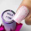 Base de caucho color leche con copos metalizados rosas «Flakes Rubber Base Milk&Pink»; Molly Nails, sin HEMA ni Di-HEMA, 10 gramos