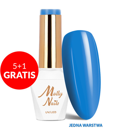 5+1gratis Lakier hybrydowy Molly Nails Cocktails & Drinks Blue Lagoon HEMA/Di-HEMA Free 8g Nr 13