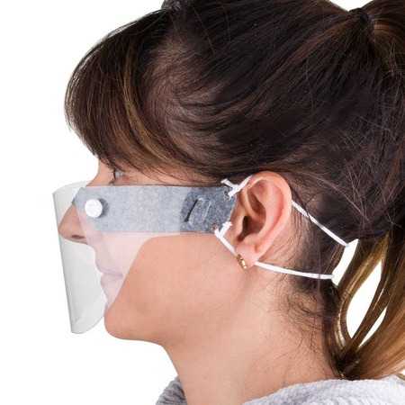 Reusable universal gray mini face shield for mouth and nose