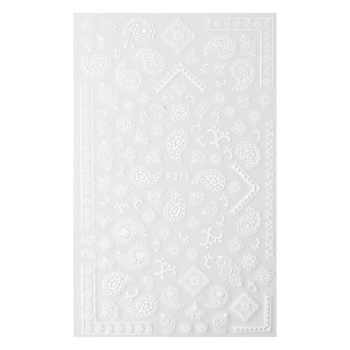 THIN SELF-ADHESIVE NAIL STICKERS, ORNAMENTS F373, WHITE