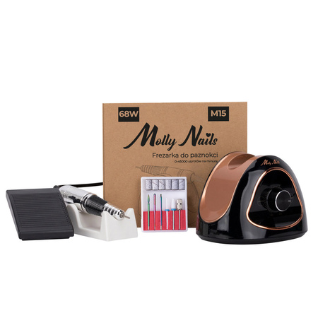 Machine à ongles 68 W Molly Nails pour manucure et pédicure, noir et or, M15, 45 000 tours/minute