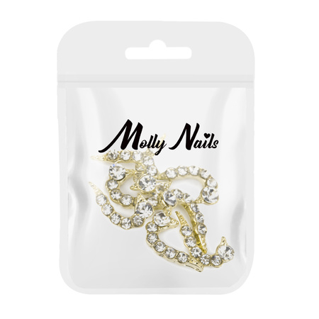 Décorations pour ongles en forme de cœur 3D Molly Nails « White Diamond », lot de 10