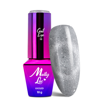Magnetic hybrid nail polish with cat eye effect Cat Eye Foxy Eyes Silver Grey MollyLac 10g No. 550