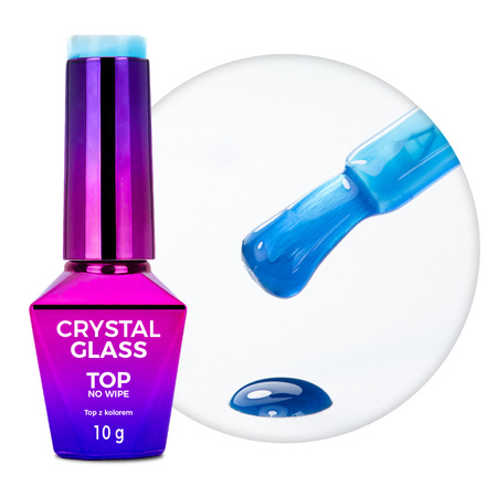 Кольоровий топ-лак без змивання Crystal Glass від MollyNails, колір Baby Blue, без HEMA/Di-HEMA, 10 г