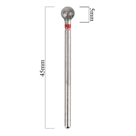 Set of diamond ball cutters, 5 mm, red, delicate, 10 pcs