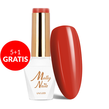 5+1 безкоштовно Гібридний лак Molly Nails Elite Women Crimson без HEMA/Di-HEMA, 8 г, № 42