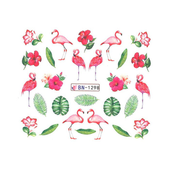 Adhesivos de agua para uñas con motivos de flamencos BN-1298
