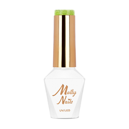 Esmalte híbrido Molly Nails Flashing Lights Neon Evergreen sin HEMA ni Di-HEMA, 8 g, n.º 647