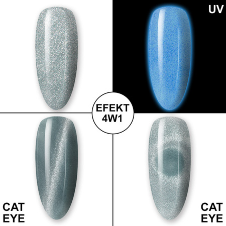 Smalto ibrido che si illumina al buio effetto "occhio di gatto" MollyLac Night Glowing Precious senza HEMA/Di-HEMA 10 g n. 677