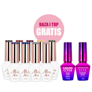 Coffret de 9 couleurs The Trend Edit sans HEMA/Di-HEMA + base et top GRATUITS (S.O.S. Antidotum, Liquid Glass)