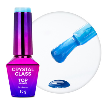 Кольоровий топ-лак без змивання Crystal Glass від Molly Nails, колір Baby Blue, без HEMA/Di-HEMA, 10 г
