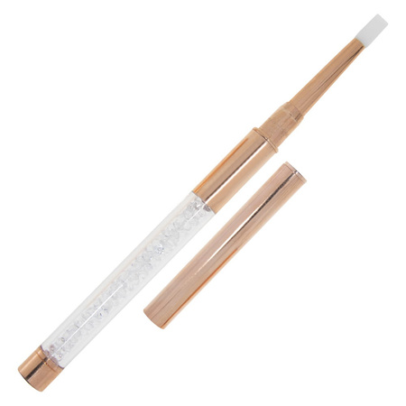 Golden Rose silicone brush for applying glitter and decorating nails, with rhinestones, gold, No Name No. 1