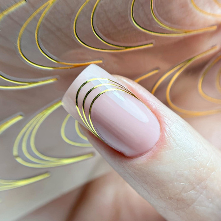 Self-adhesive nail stickers/ French/ French smile line 39 pcs gold DH-808