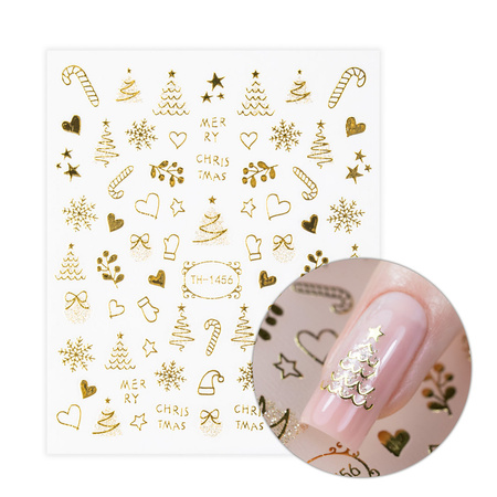 Selbstklebende Weihnachts-Nagelaufkleber in Gold von MollyNails TH-1456