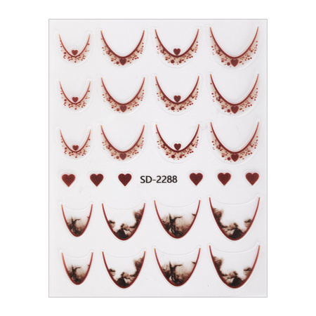 Autocollants pour ongles 5D / French / Ligne du sourire, 20 pièces, marron, SD-2288