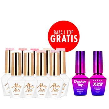 9er-Set „Wedding Yes, I Do“ von Molly Nails – HEMA/di-HEMA-frei + Basis- und Decklack GRATIS (X-Bond Base, Doctor Top)
