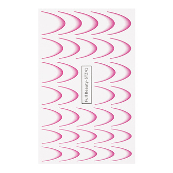 Wassertransfer-Aufkleber für die Nägel mit Farbverlauf / French / Ombre / Französische Smile-Linie, 33 Stück, rosa, STZ41