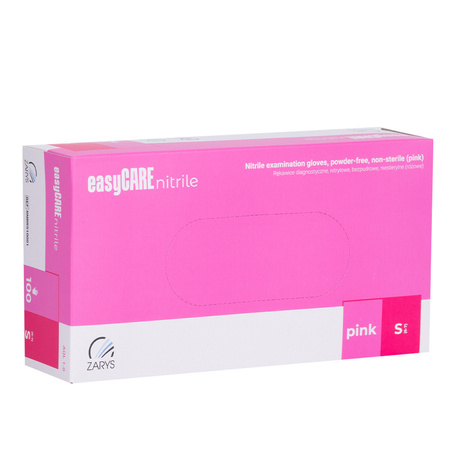 Одноразові нітрилові діагностичні та захисні рукавички Easycare nitrile Pink, розмір S, рожеві, 100 шт.