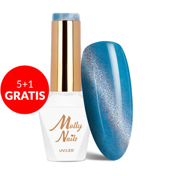 5 + 1 gratis: Esmalte híbrido Molly Nails Neon Flashy Cat Eye HEMA Free, 8 g, n.º 176