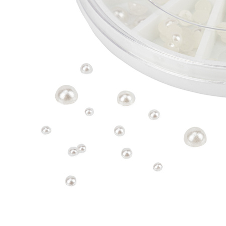 Nail decorations carousel with pearl decorations, mix of sizes, approx. 370 pcs.