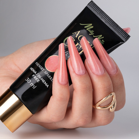 Gel acrylique Polygel pour extension des ongles AcrylGel Molly Nails sans HEMA/Di-HEMA Sunset Sparkle 30 ml