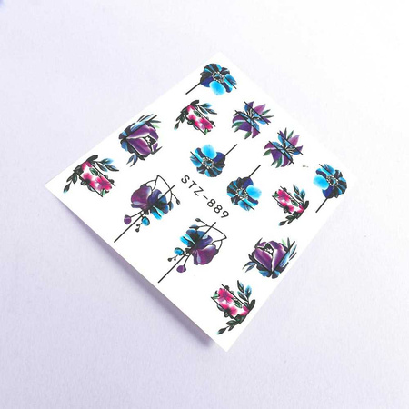 Wassertransfer-Nagelaufkleber mit Blumenmotiv STZ-889
