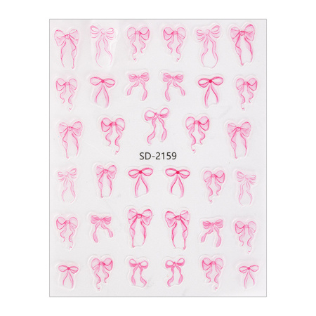 Autocollants pour ongles 5D autocollants en forme de nœuds roses SD-2159
