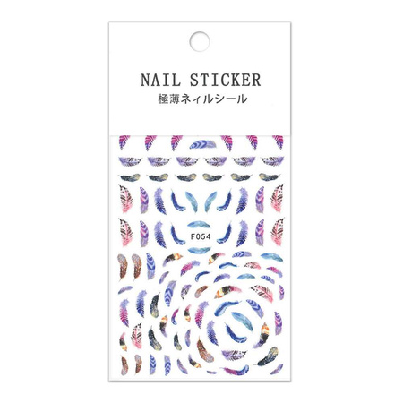 THIN SELF-ADHESIVE FEATHER NAIL STICKERS F054