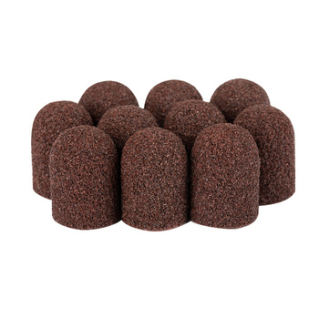 Capuchons abrasifs pour pédicure avec insert en coton, 16 mm, grain 60, marron, AlleMed, 10 pièces