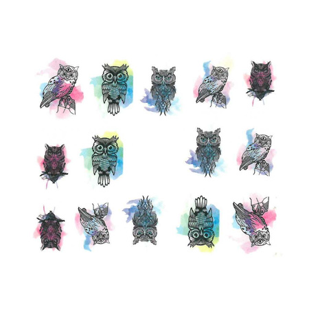 Adhesivos de agua para uñas con motivos de búhos BN-410