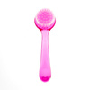Round manicure and dust brush with pink handle