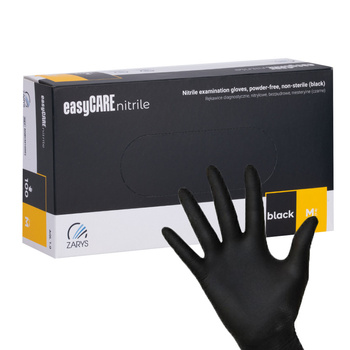 Одноразові нітрилові діагностичні та захисні рукавички Easycare nitrile Black, розмір M, чорні, 100 шт.